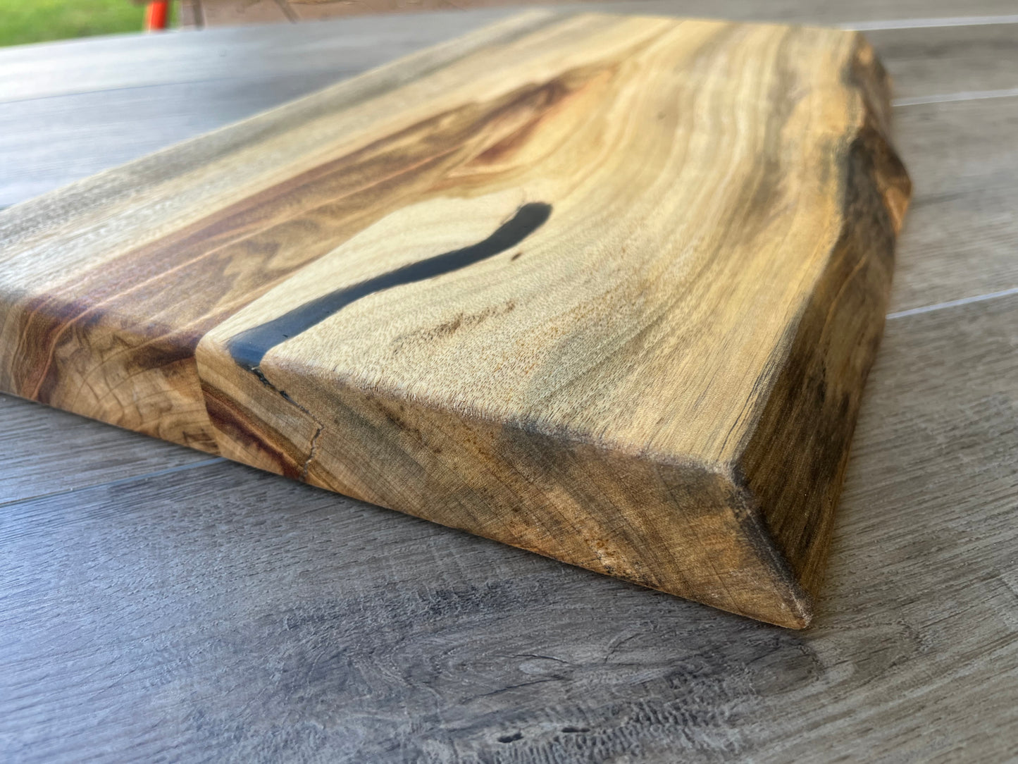 Live Edge Chopping Block with Resin Inlay