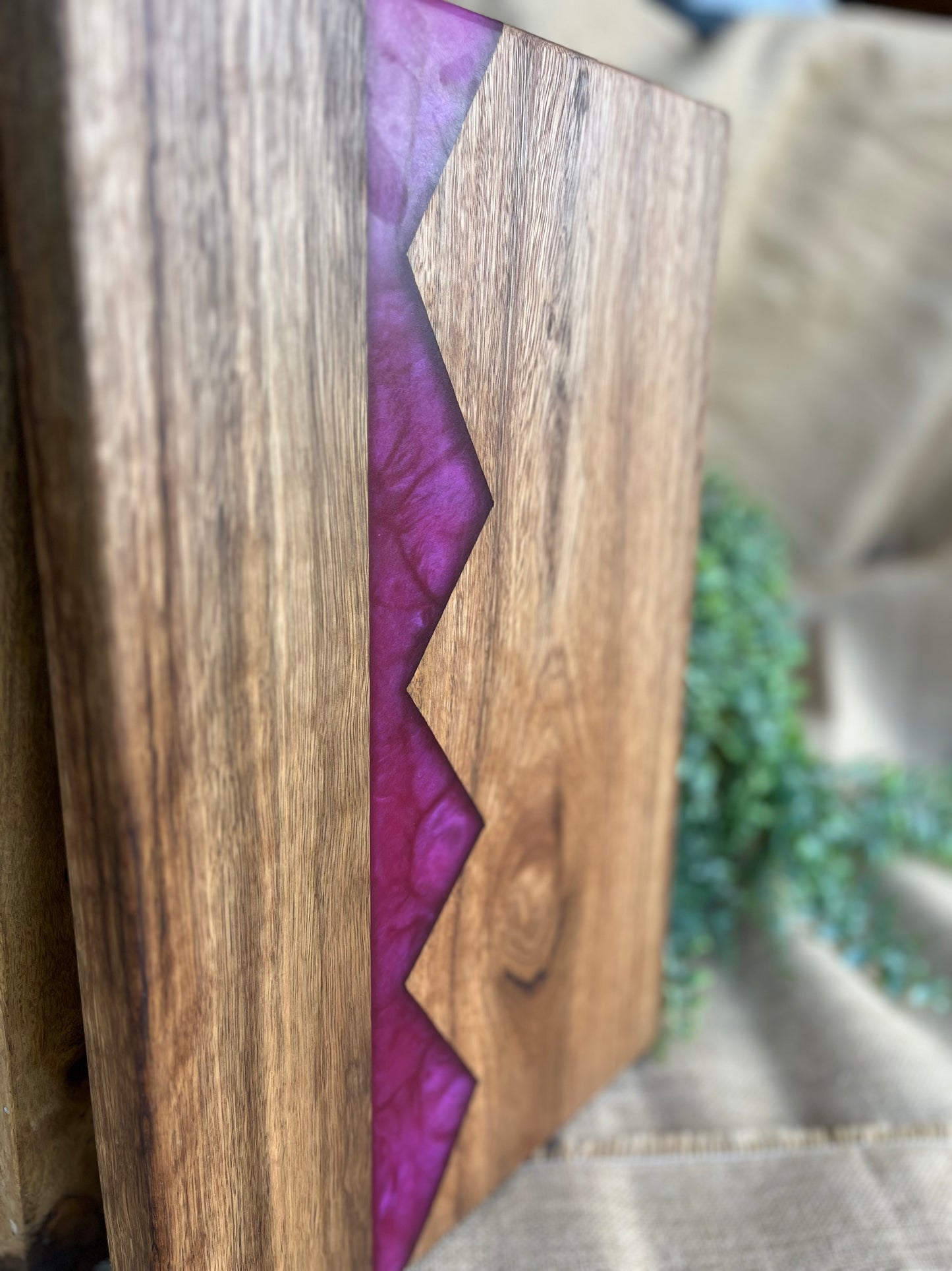 Spotted Gum Charcuterie Board with Resin Inlay (Amethyst)